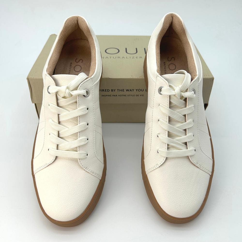 Womens Sneakers SOUL Naturalizer Neela Size 8.5 Wide White Faux Leather NEW - Picture 3 of 7